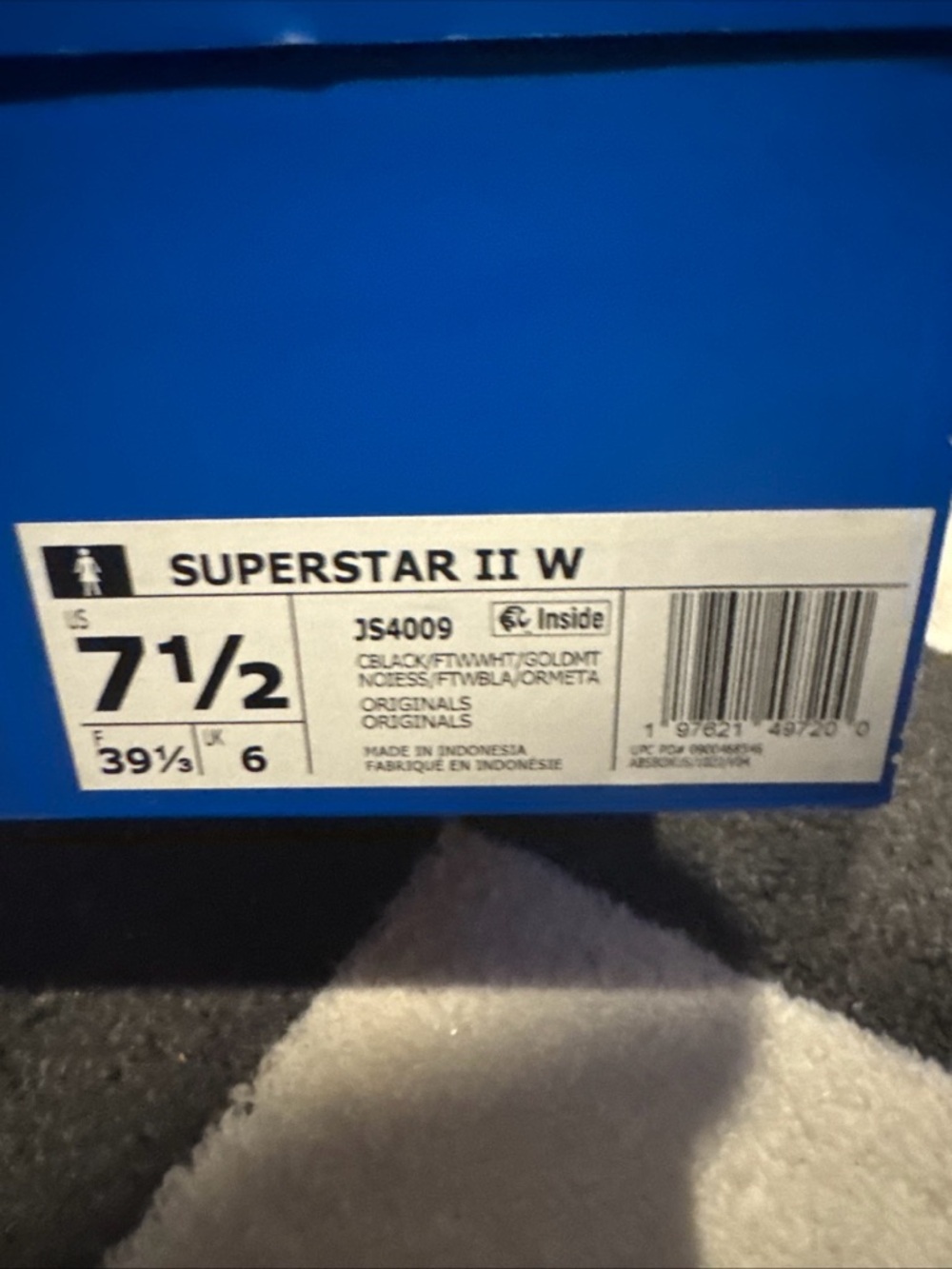 adidas Black White Superstar II Sneakers with Gold Logo - Picture 7 of 7